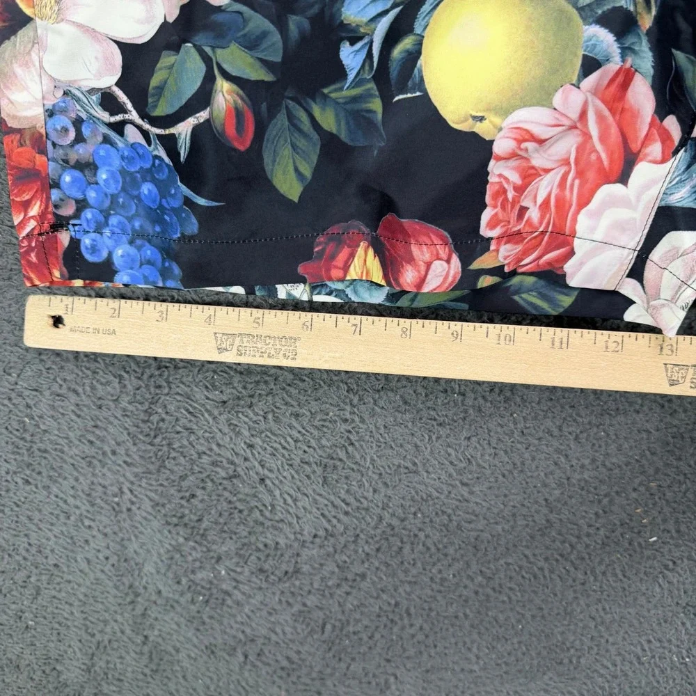 Forever 21 Men Floral Fruit Print Swim Trunks Black Large NWT 11932-001